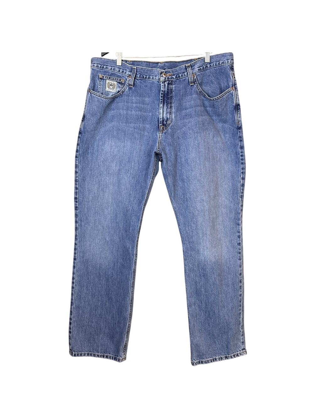 Cinch Relaxed Fit White Label Straight Leg Jeans Medium Stone Blue Size 40 x 32